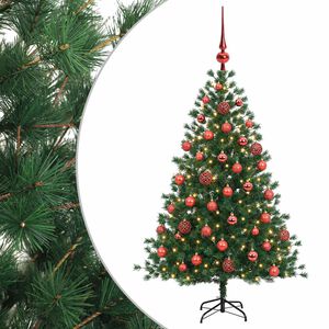 vidaXL Mākslīgā Ziemassvētku egle ar bumbiņu 150 cm 150 LED