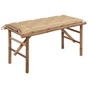 vidaXL saliekams dārza sols ar matraci, 118 cm, bambuss