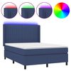 vidaXL atsperu gulta ar matraci, LED, zils audums, 140x190 cm