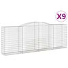vidaXL arkveida gabiona grozi, 9 gb., 400x50x140/160cm, cinkota dzelzs