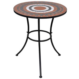 vidaXL bistro galds, 60 cm, sarkanbrūna un balta mozaīka