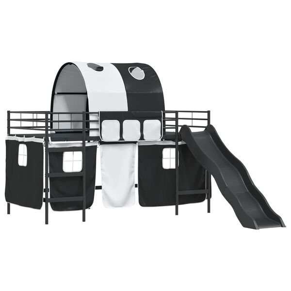 vidaXL Bērnu loft gultas rāmjis Melna 79,5 x 200 cm Metāls