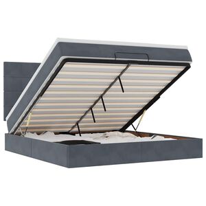 vidaXL Osmaņu gultas rāmis ar matračiem tum&scaron;i pelēks 160x200cm audums