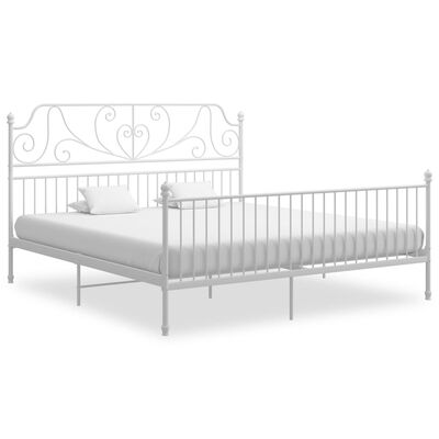 vidaXL gultas rāmis, balts, metāls, 200x200 cm