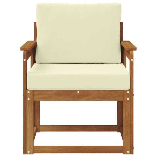 vidaXL Āra dīvāns Cieta akācijas koks un poliesters Dabiska