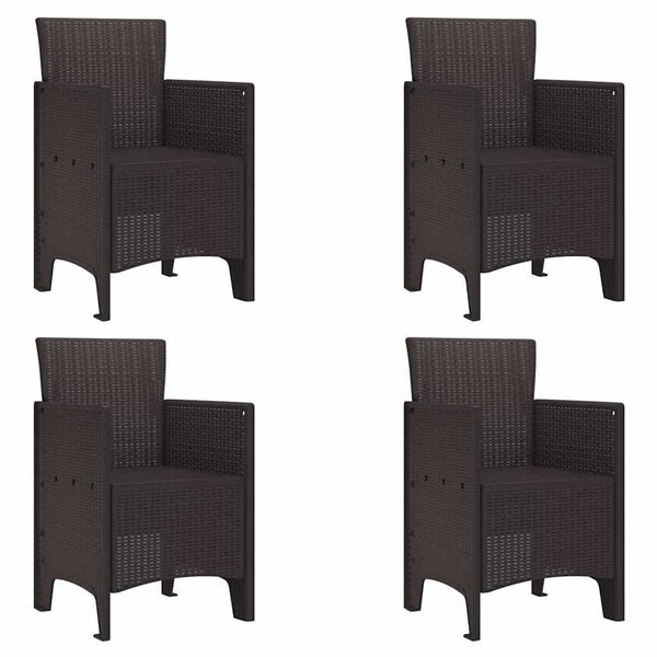 vidaXL Dārza krēsls 4 pcs Brūna 53 x 49 x 85 cm PP