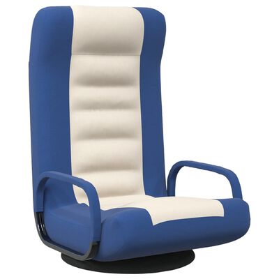vidaXL grozāms grīdas krēsls, zils un krēmkrāsas audums