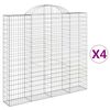 vidaXL arkveida gabiona grozi, 4 gb., 200x30x180/200cm, cinkota dzelzs
