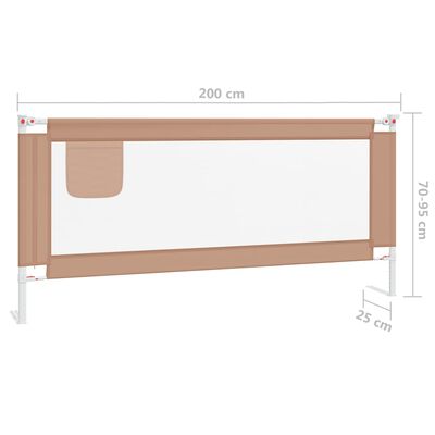 vidaXL bērnu gultas aizsargbarjera, pelēkbrūna, 200x25 cm, audums
