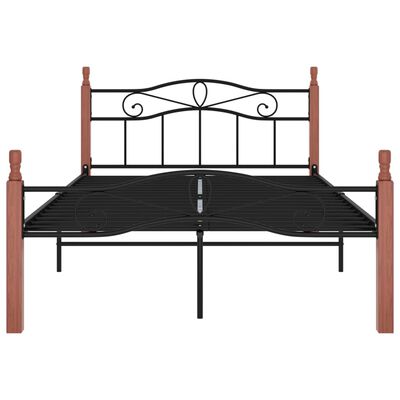 vidaXL gultas rāmis, melns, metāls un ozola masīvkoks, 120x200 cm