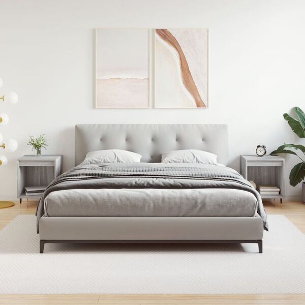 vidaXL naktsskapī&scaron;i, 2 gab., pelēcīgi, 40x35x50 cm, inženierijas koks