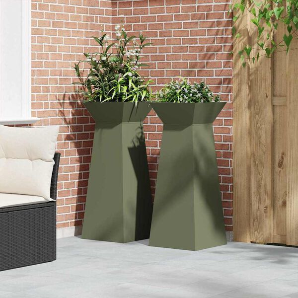 vidaXL Pillāra pods 2 pcs Olīvu zaļ&scaron; 40 x 40 x 100 cm