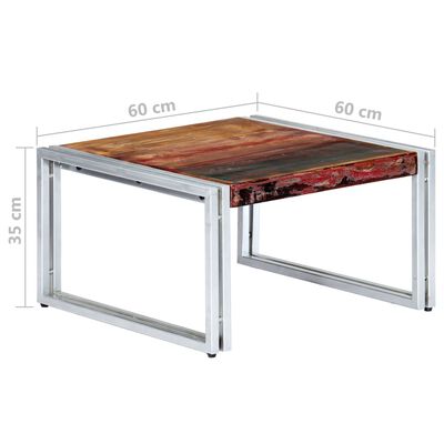vidaXL kafijas galdiņš, 60x60x35 cm, pārstrādāts masīvkoks