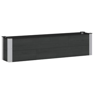 vidaXL Augstā puķu kaste Melns 150 x 30 x 36 cm WPC un alumīnijs