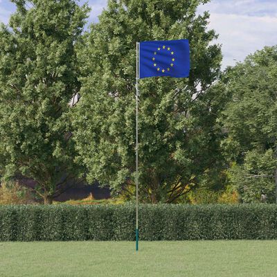 vidaXL Eiropas Savienības karogs un masts, 5,55 m, alumīnijs