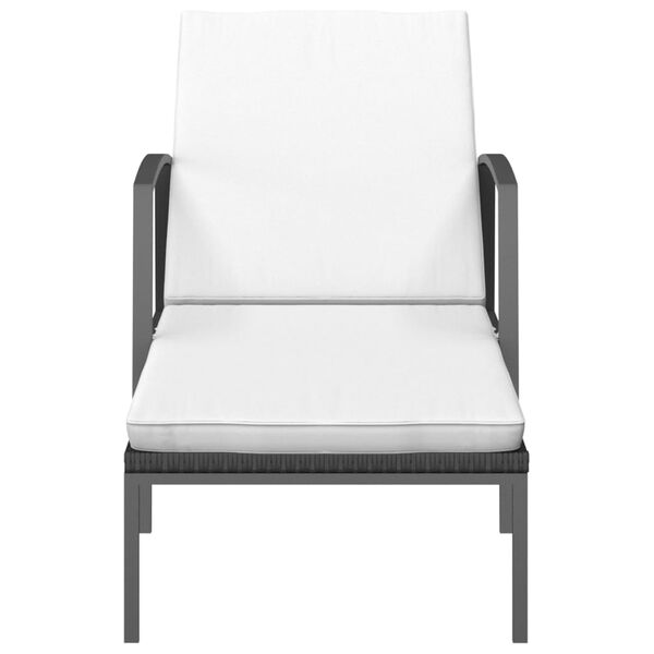 vidaXL sauļo&scaron;anās zvilnis ar matraci, melna PE rotangpalma