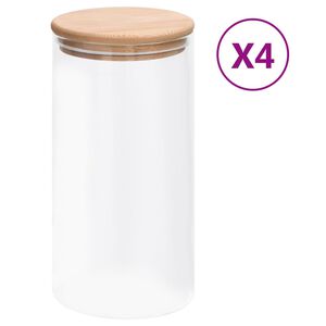 vidaXL uzglabā&scaron;anas burkas ar bambusa vāku, 4 gab., 1200 ml