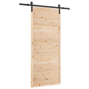 vidaXL Slīdo&scaron;ās durvis Dabiska 80 x 208 cm Priedes masīvkoks