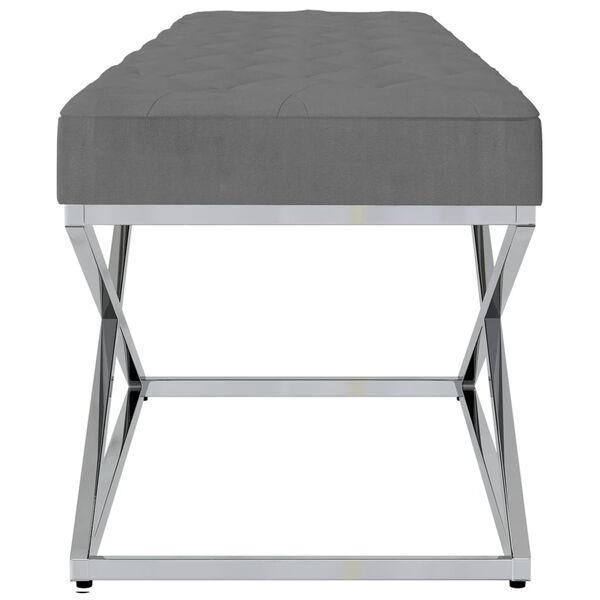 vidaXL sols, tum&scaron;i pelēks samts un nerūsējo&scaron;s tērauds