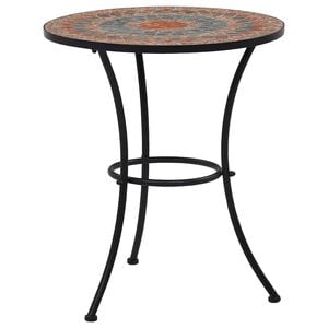 vidaXL mozaīkas bistro galds, 60 cm, oranža un pelēka keramika