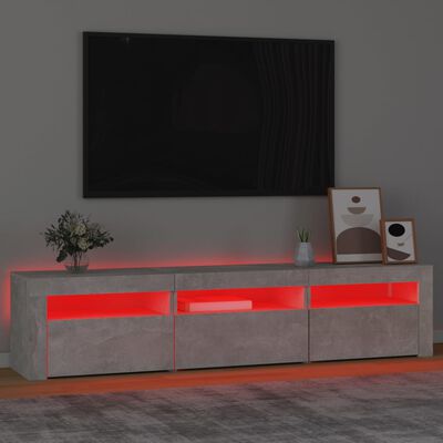 vidaXL TV skapītis ar LED apgaismojumu, betona pelēks, 180x35x40 cm