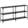 vidaXL konsoles galds ar melnu stikla virsmu, 158,5x30x81 cm, tērauds