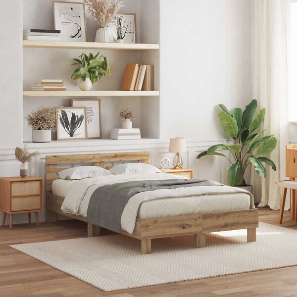 vidaXL Gultas rāmis amatnieku ozola 135 x 190 cm Inženierijas koks