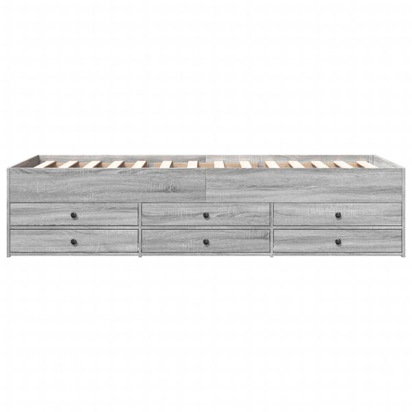 vidaXL gulta ar atvilktnēm, bez matrača, pelēka, 90x200 cm