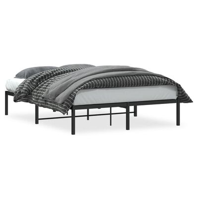 vidaXL gultas rāmis, melns metāls, 135x190 cm