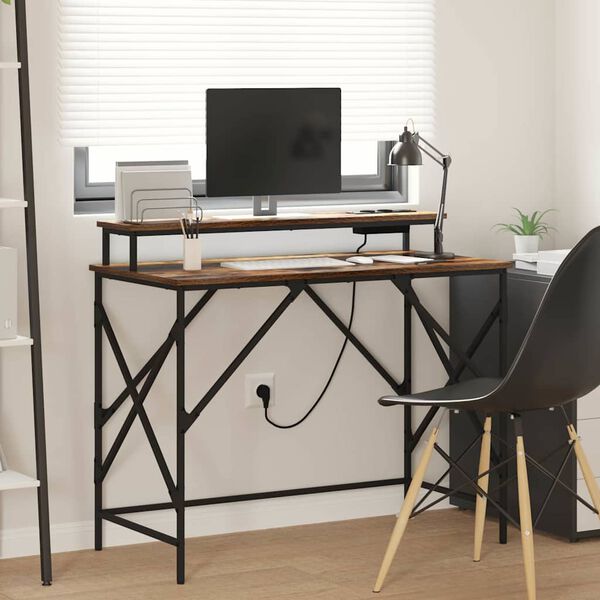 vidaXL Galds Dūmaka ozols 100 x 50 x 86,5 cm Inženierijas koks