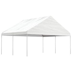 vidaXL nojume ar jumtu, balta, 4,46x5,88x3,75 m, polietilēns