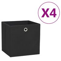 vidaXL uzglabāšanas kastes, 4 gab., 28x28x28 cm, melns neausts audums