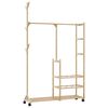vidaXL drēbju statīvs ar plauktiem un riteņiem 100x38x175,5 cm bambusa