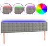 vidaXL gultas galvgalis ar LED, 200x5x78/88 cm, gai&scaron;i pelēks samts