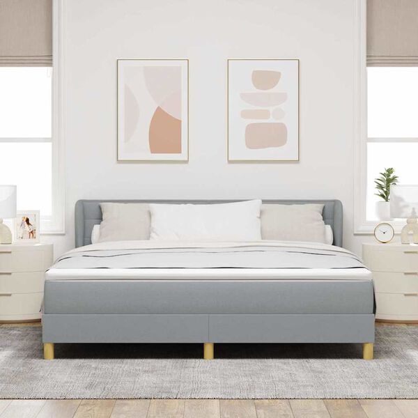 vidaXL Kastītes atsperu gulta Gai&scaron;i pelēka 180 x 200 cm audums