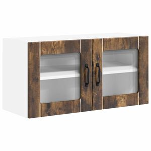 vidaXL Sienas stikla skapis LUCCA Kūpināts ozols 80 x 31 x 40 cm