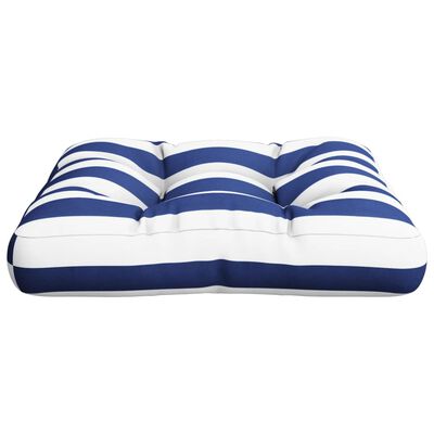 vidaXL dīvāna spilvens, zilas un baltas svītras, 50x50x12 cm, audums