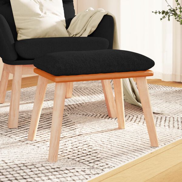 vidaXL kājsoliņš, 45x29,5x35 cm, melns, audums un mākslīgā āda