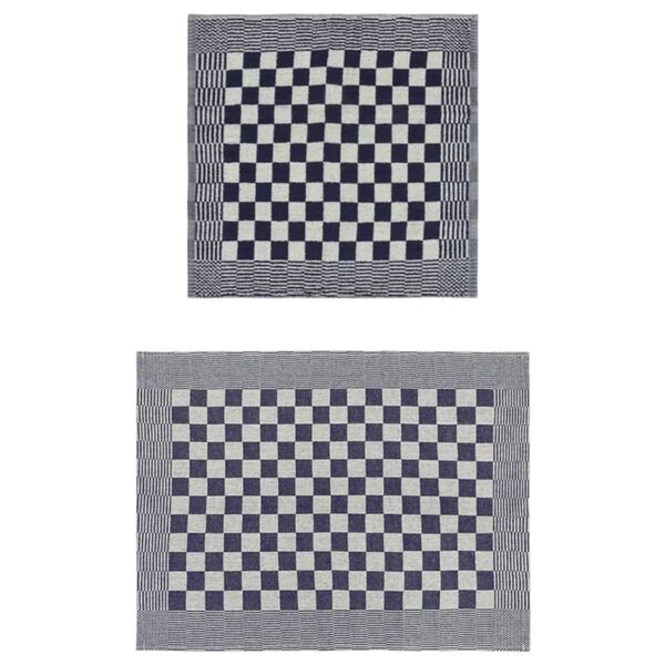 vidaXL dvieļu komplekts, 50 gab., zili un balti, kokvilna