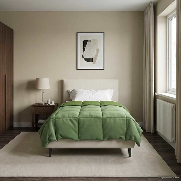 vidaXL Ziemas gultas sega Tiltiņ&scaron; Zaļa 155 x 200 cm Mikro&scaron;ķiedra