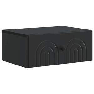 vidaXL Sienā stiprināms nakts skapis Melns 49 x 34,5 x 20 cm