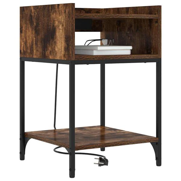 vidaXL Nakts skapītis ar plauktu 2 pcs Dūmaka ozols 40 x 40 x 61 cm