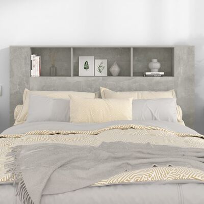 vidaXL gultas galvgalis ar plauktu, betona pelēks, 160x18,5x104,5 cm