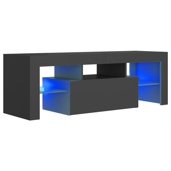 vidaXL TV galdiņ&scaron; ar LED lampiņām, 120x35x40 cm, pelēks