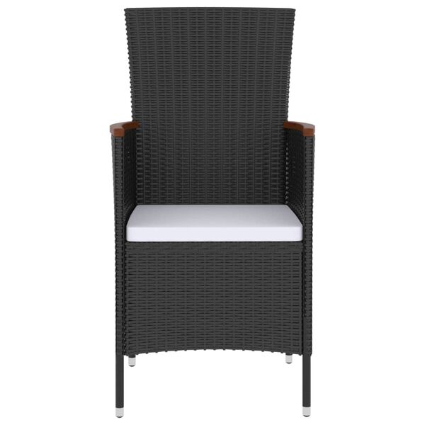 vidaXL 5-daļīgs dārza mēbeļu komplekts, matrači, melna PE rotangpalma