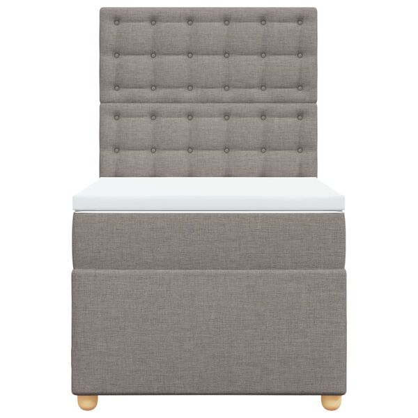 vidaXL atsperu gultas rāmis ar matraci, pelēkbrūns, 100x200 cm, audums