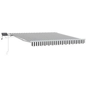 vidaXL manuāli izvelkama nojume ar LED, pelēka un balta, 300x250 cm