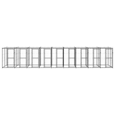 vidaXL suņu voljērs ar jumtu, 21,78 m², tērauds