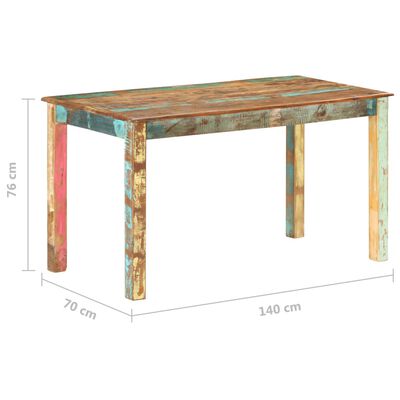 vidaXL virtuves galds, pārstrādāts masīvkoks, 140x70x76 cm