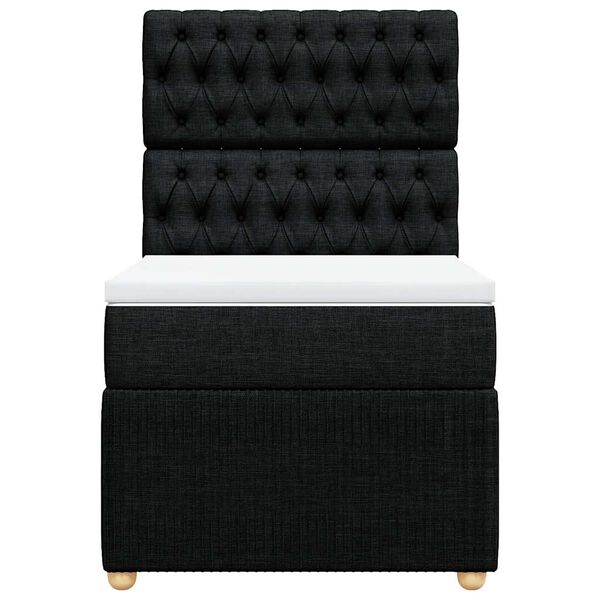 vidaXL atsperu gultas rāmis ar matraci, melna, 90x200 cm, audums